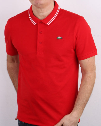 Lacoste Tipped Poloshirt Rot/Weiß