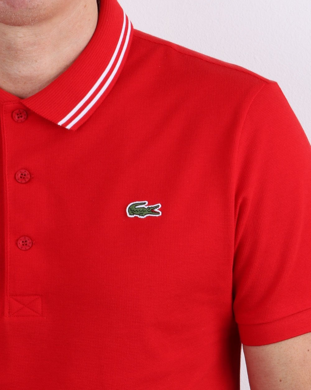 Lacoste Tipped Poloshirt Rot/Weiß