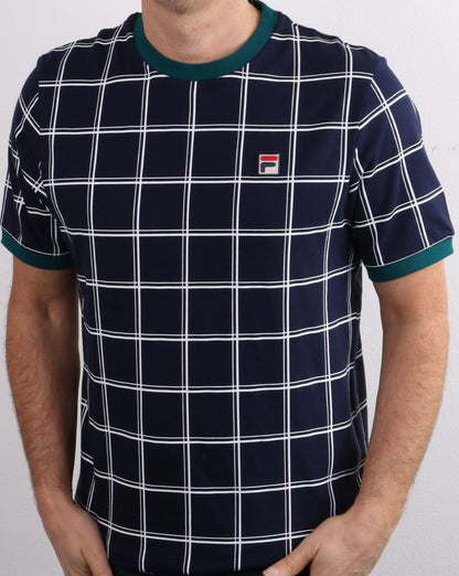 Fila Vintage Window Check T-Shirt, Marineblau