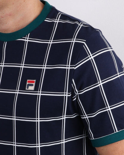 Fila Vintage Window Check T-Shirt, Marineblau