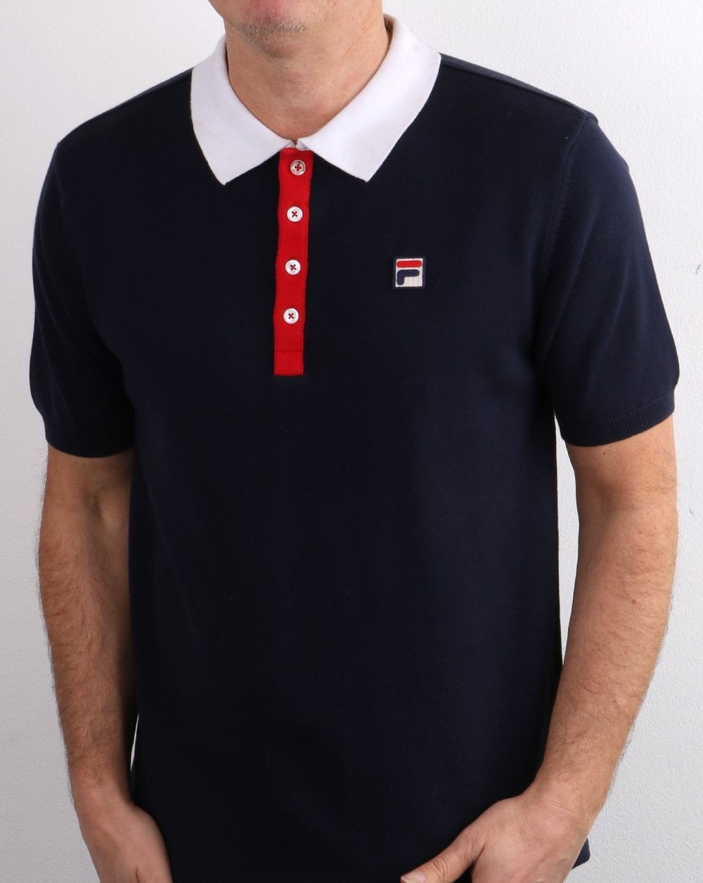 Fila Vintage gestricktes Santiago-Poloshirt in Marineblau