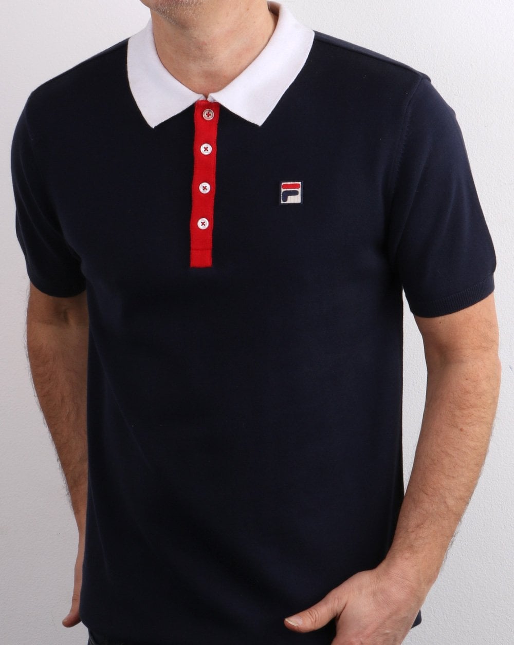 Fila Vintage gestricktes Santiago-Poloshirt in Marineblau