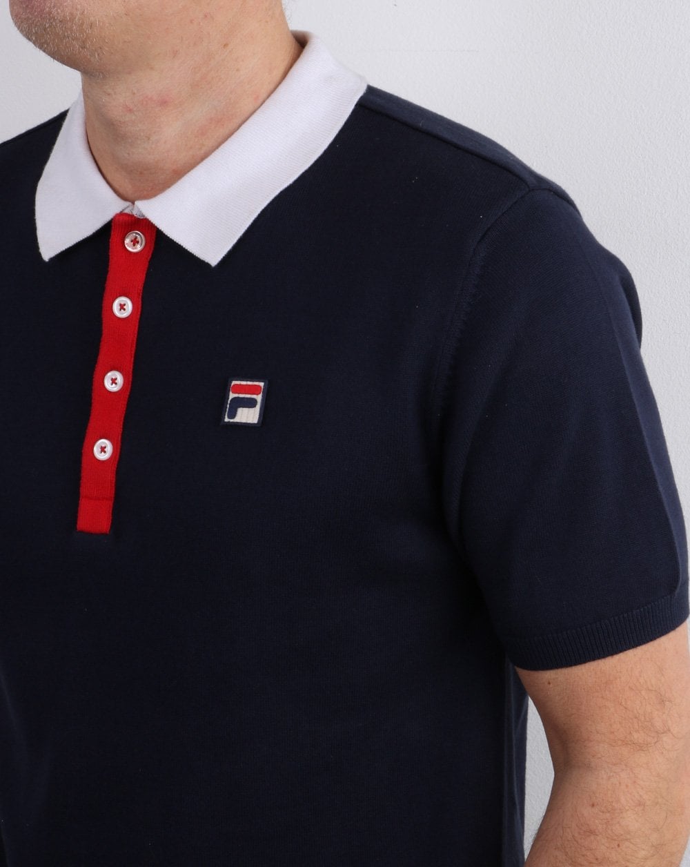 Fila Vintage gestricktes Santiago-Poloshirt in Marineblau