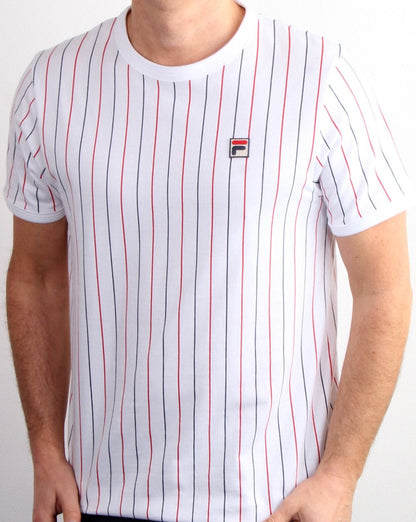 Fila Vintage Striped T Shirt Weiß/Mehrfarbig