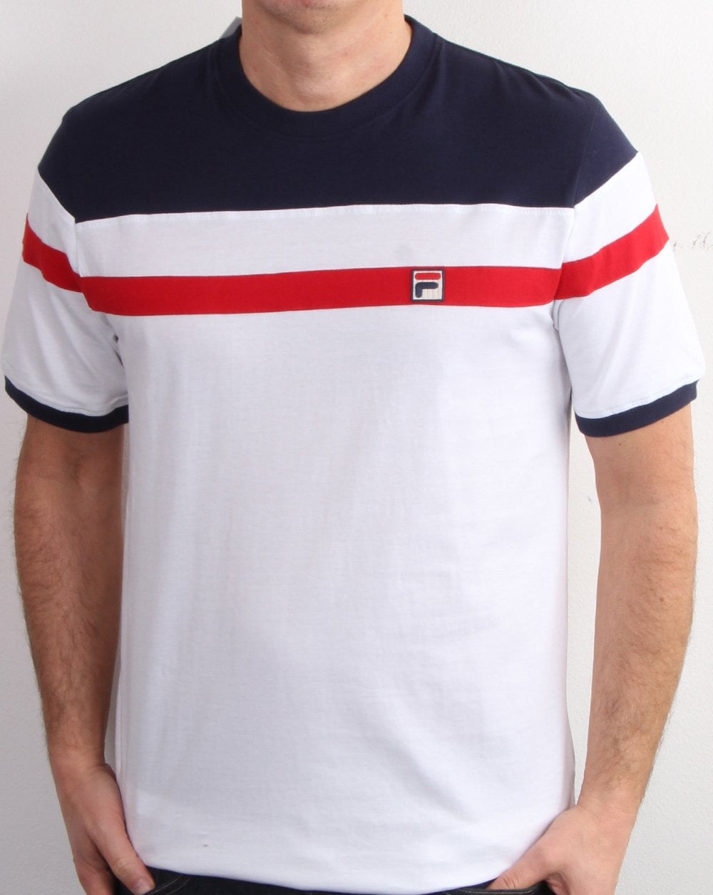 Fila Vintage Sten T-Shirt Weiß/Marineblau/Rot