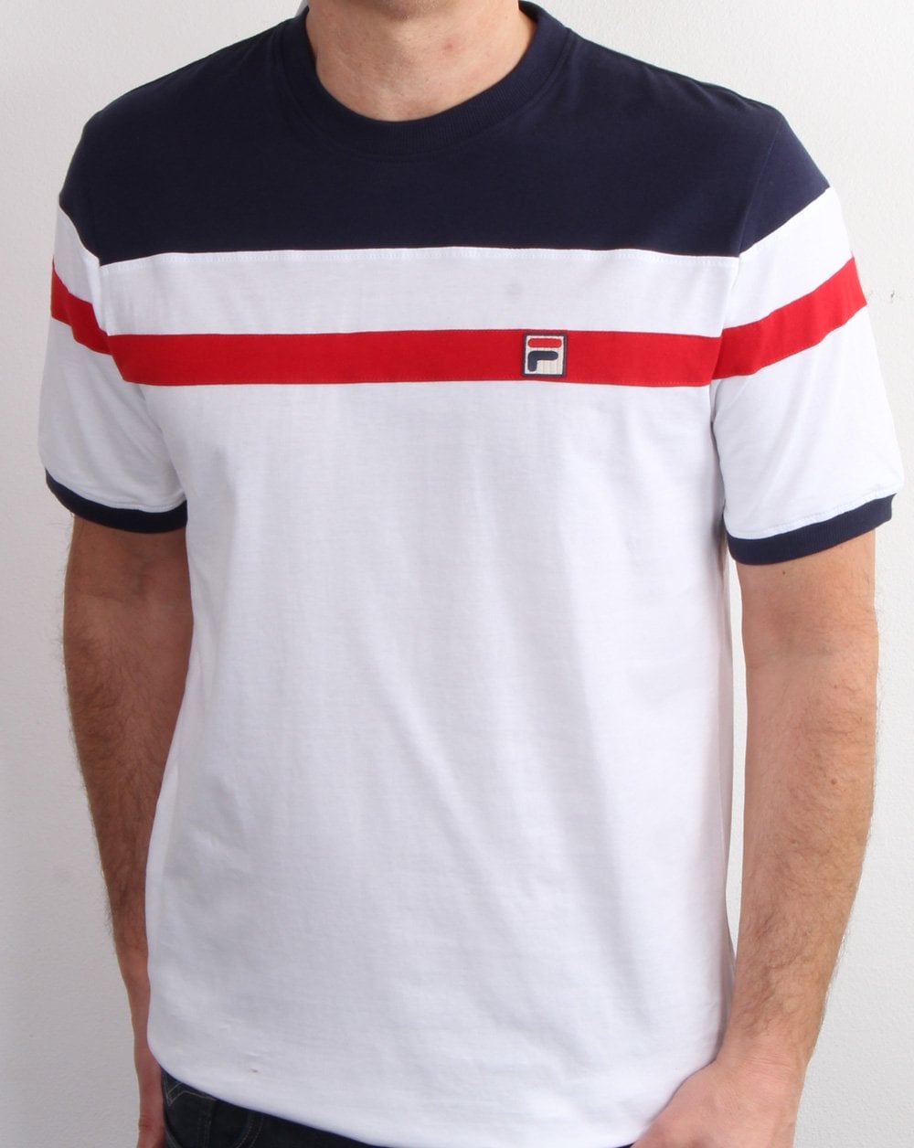 Fila Vintage Sten T-Shirt Weiß/Marineblau/Rot