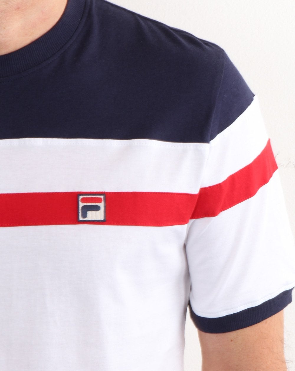 Fila Vintage Sten T-Shirt Weiß/Marineblau/Rot