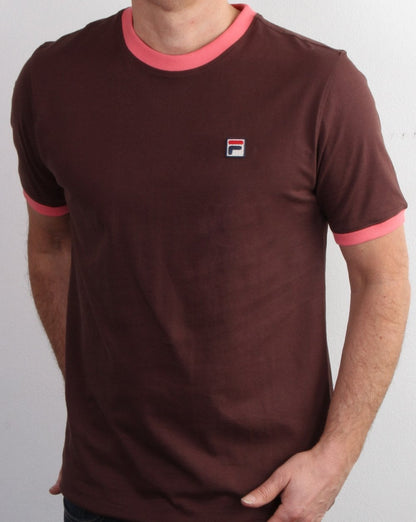 Fila Vintage Ringer T-Shirt Braun/Koralle