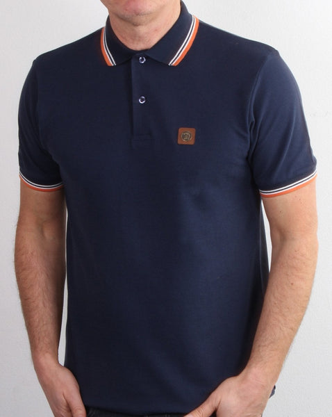 Trojan Tipped Pique Polo Shirt Navy