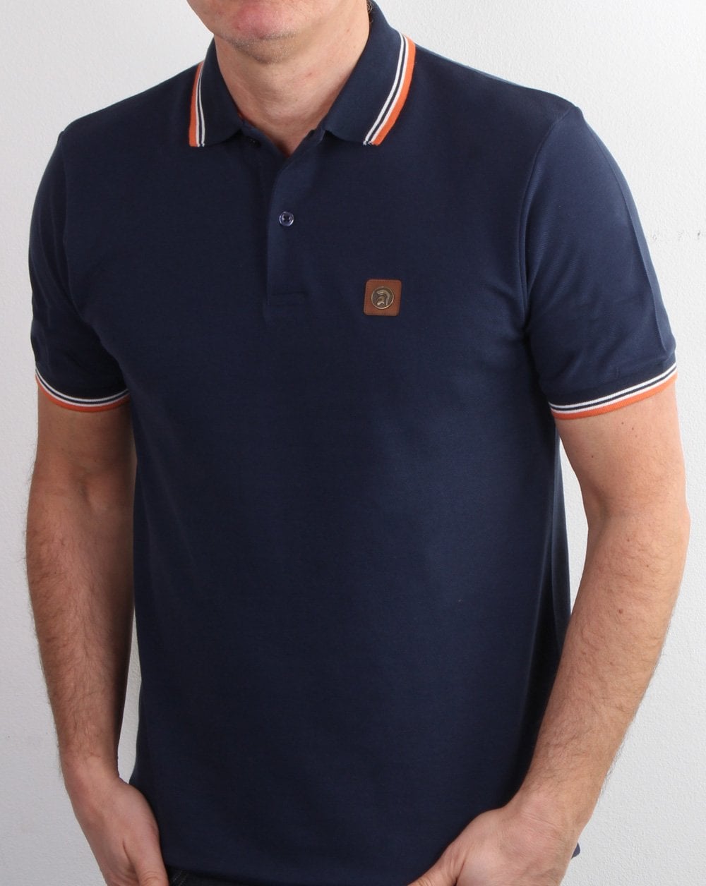 Trojan Tipped Pique Polo Shirt Navy