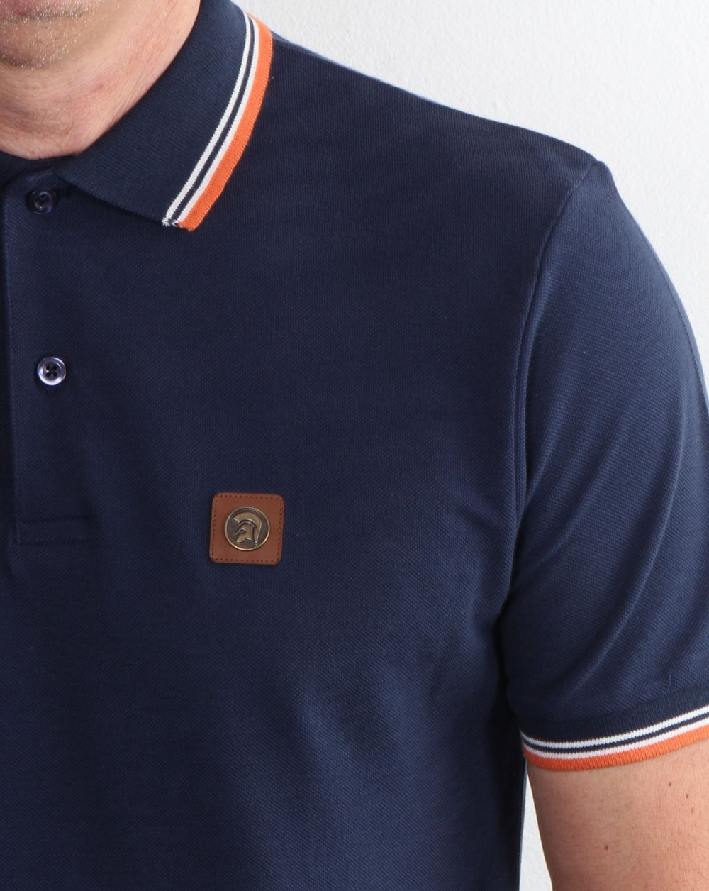 Trojan – Piqué-Poloshirt mit Tipped-Muster, Marineblau