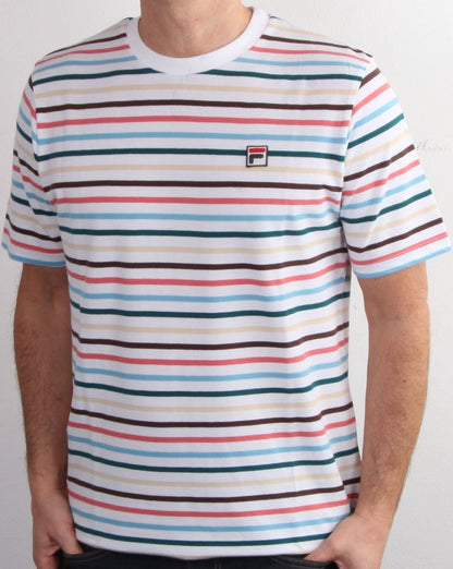 Fila Vintage Striped T Shirt Weiß/Mehrfarbig
