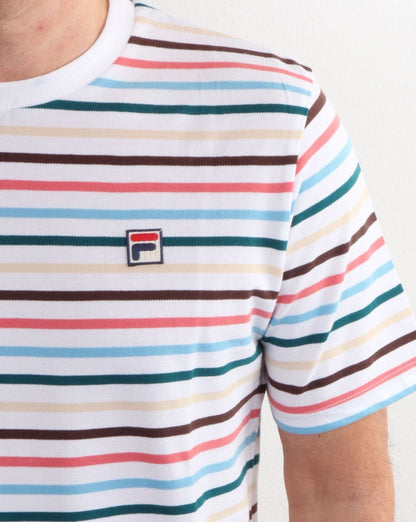 Fila Vintage Striped T Shirt Weiß/Mehrfarbig