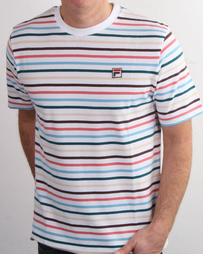 Fila Vintage Striped T Shirt Weiß/Mehrfarbig