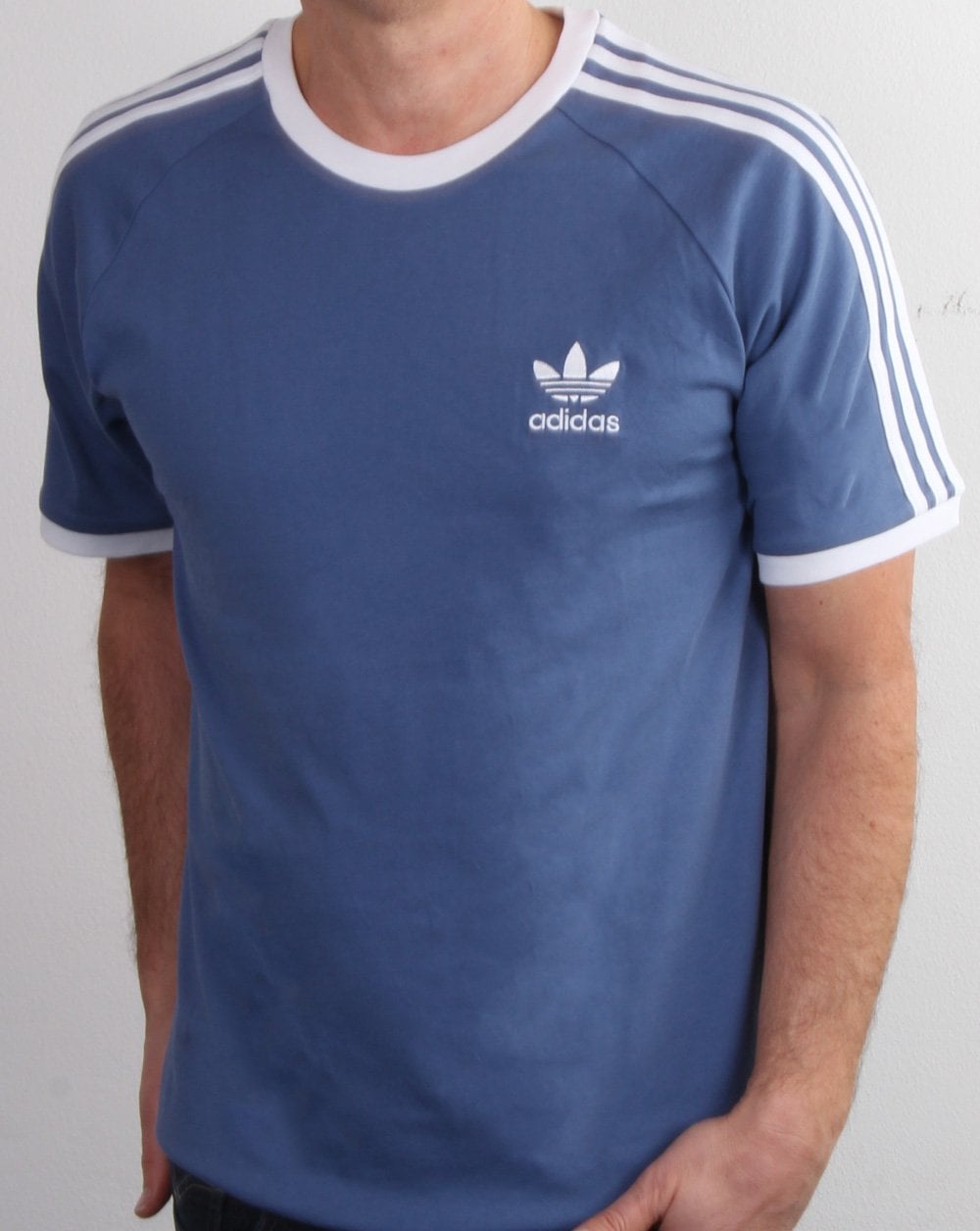 Adidas Originals 3-Streifen-T-Shirt Crew Blau