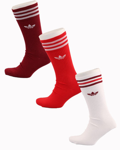 Adidas Originals – Crew-Socken im 3er-Pack, Weiß/Burgund/Scharlachrot