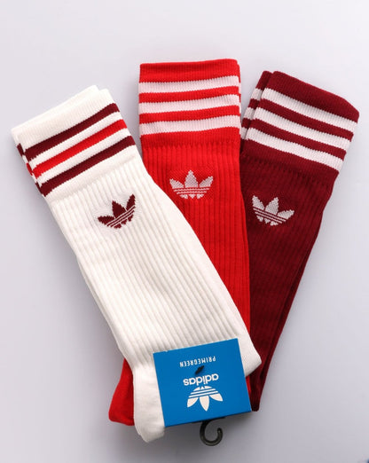 Adidas Originals – Crew-Socken im 3er-Pack, Weiß/Burgund/Scharlachrot