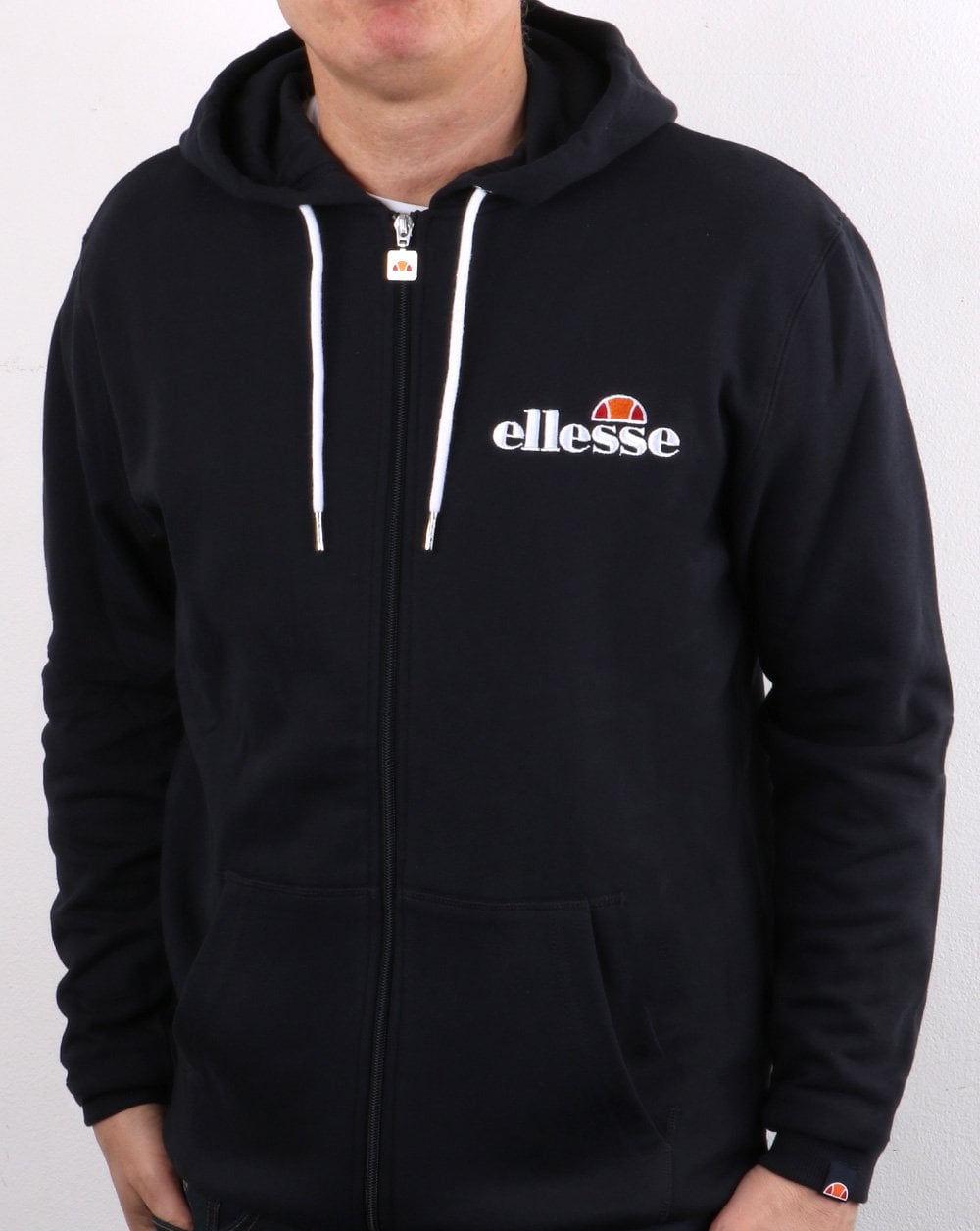 Ellesse – Kapuzenjacke mit durchgehendem Reißverschluss in Marineblau