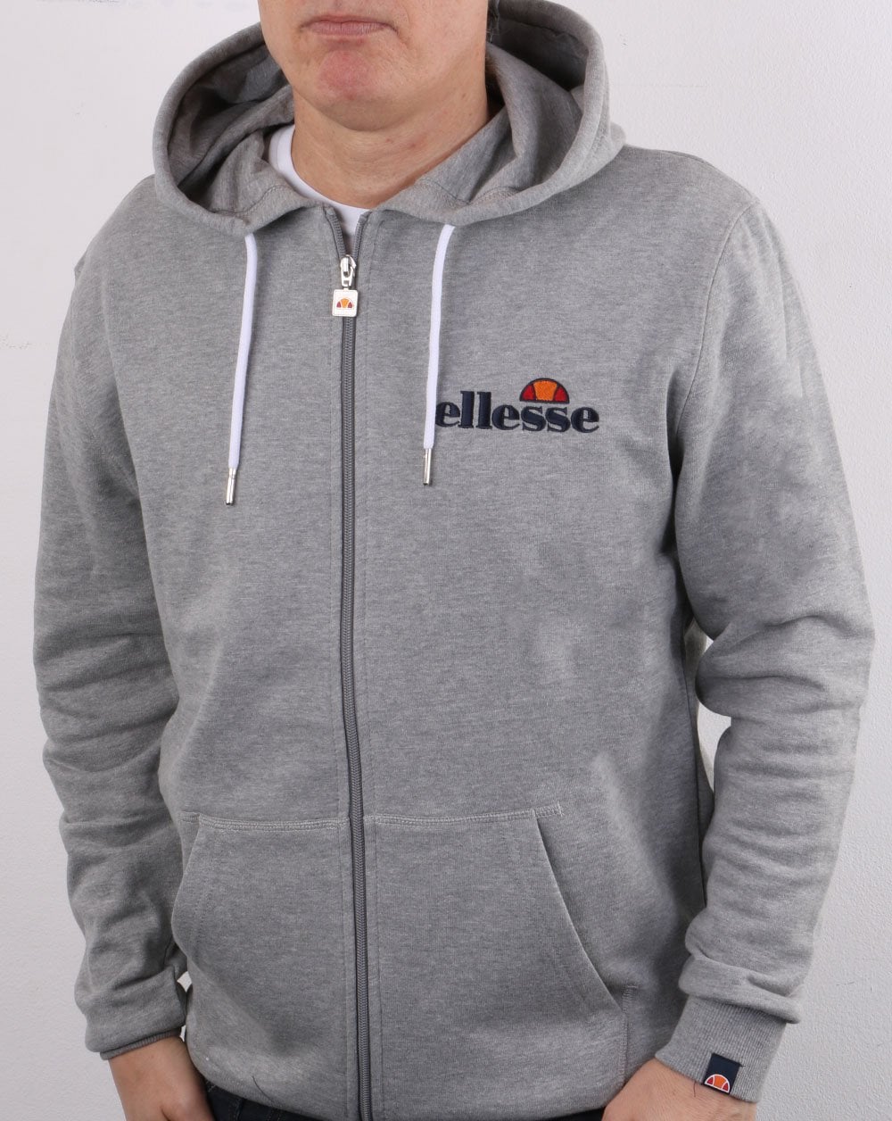 Ellesse – Kapuzenjacke mit durchgehendem Reißverschluss, Grau meliert