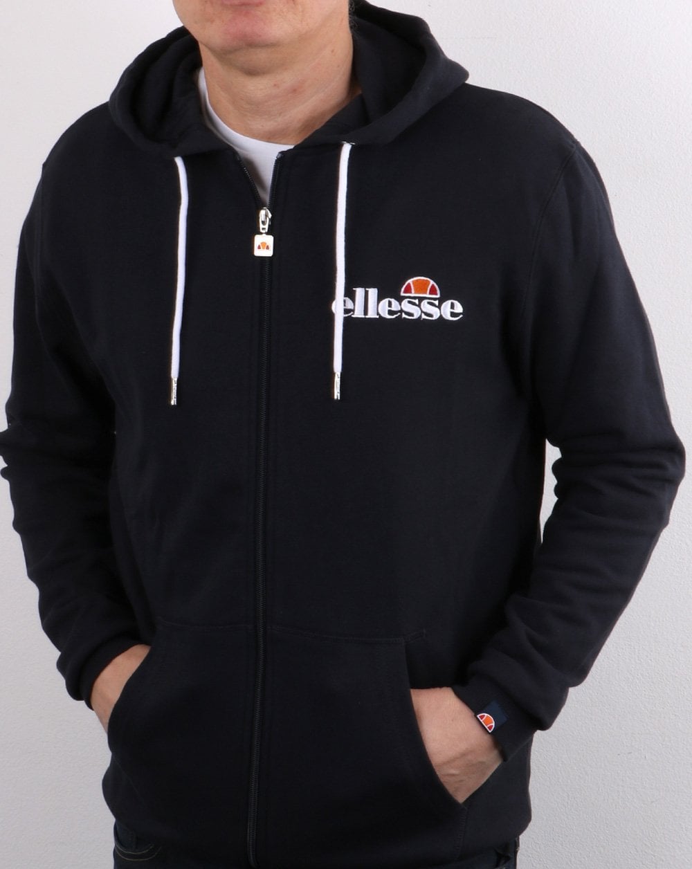 Ellesse – Kapuzenjacke mit durchgehendem Reißverschluss in Marineblau