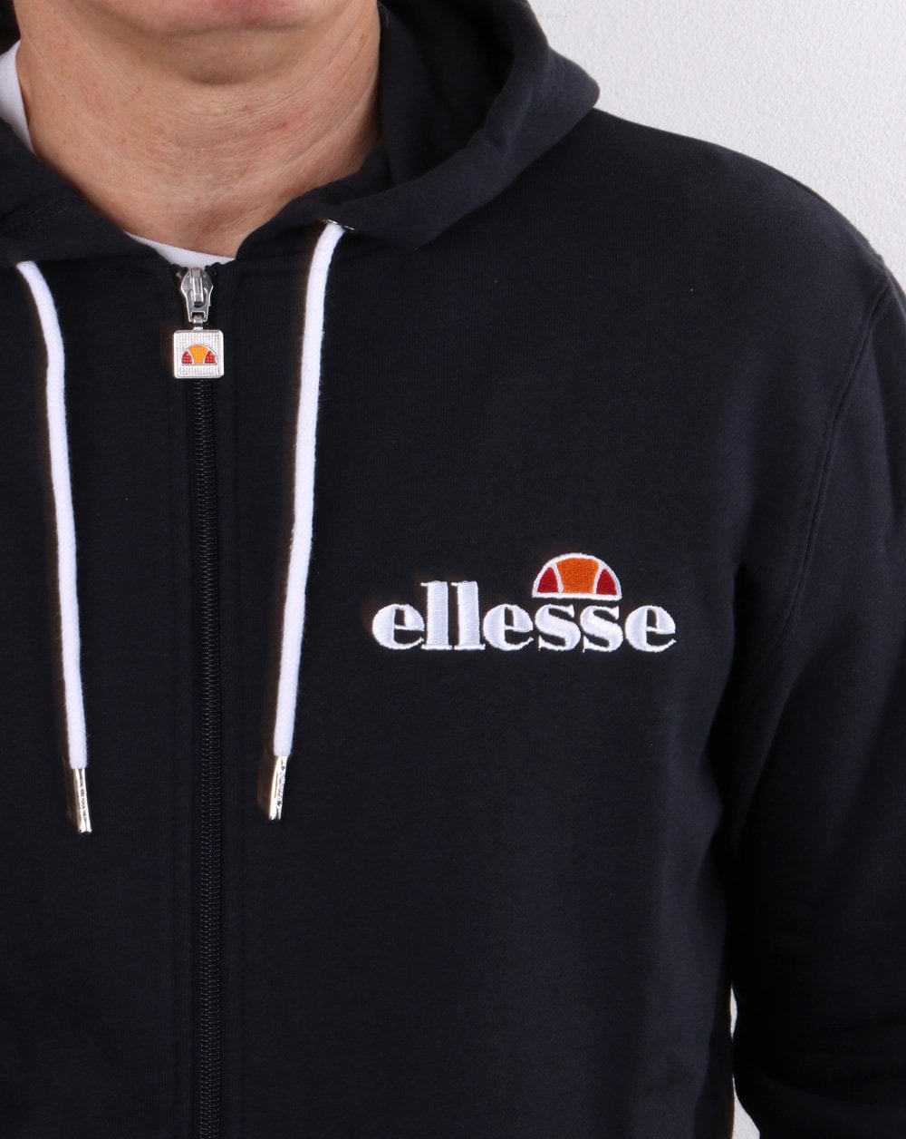 Ellesse – Kapuzenjacke mit durchgehendem Reißverschluss in Marineblau