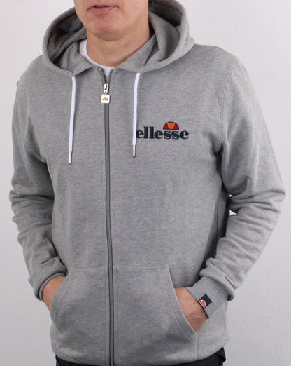 Ellesse – Kapuzenjacke mit durchgehendem Reißverschluss, Grau meliert
