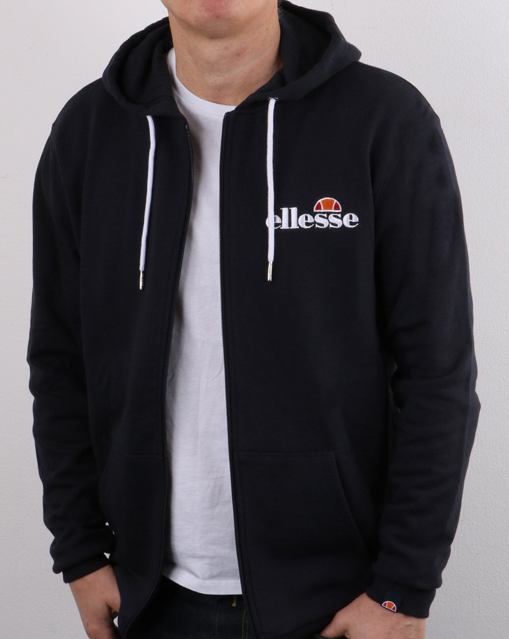 Ellesse – Kapuzenjacke mit durchgehendem Reißverschluss in Marineblau