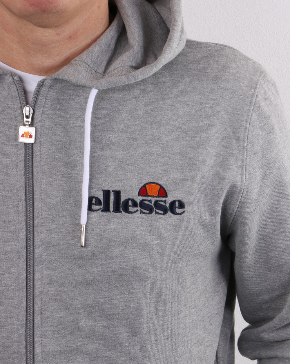 Ellesse – Kapuzenjacke mit durchgehendem Reißverschluss, Grau meliert
