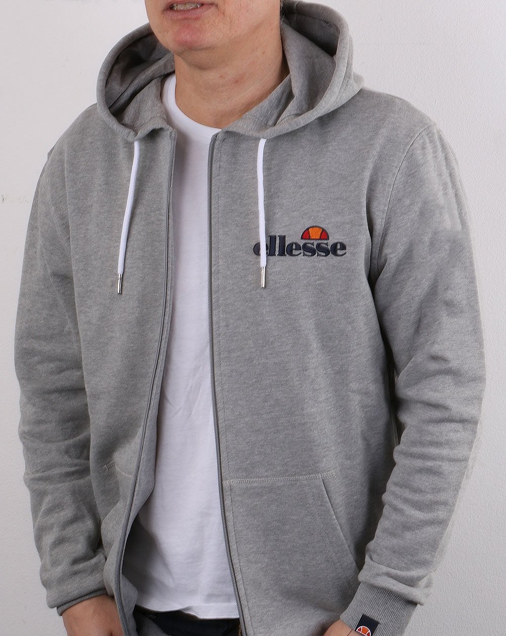 Ellesse – Kapuzenjacke mit durchgehendem Reißverschluss, Grau meliert