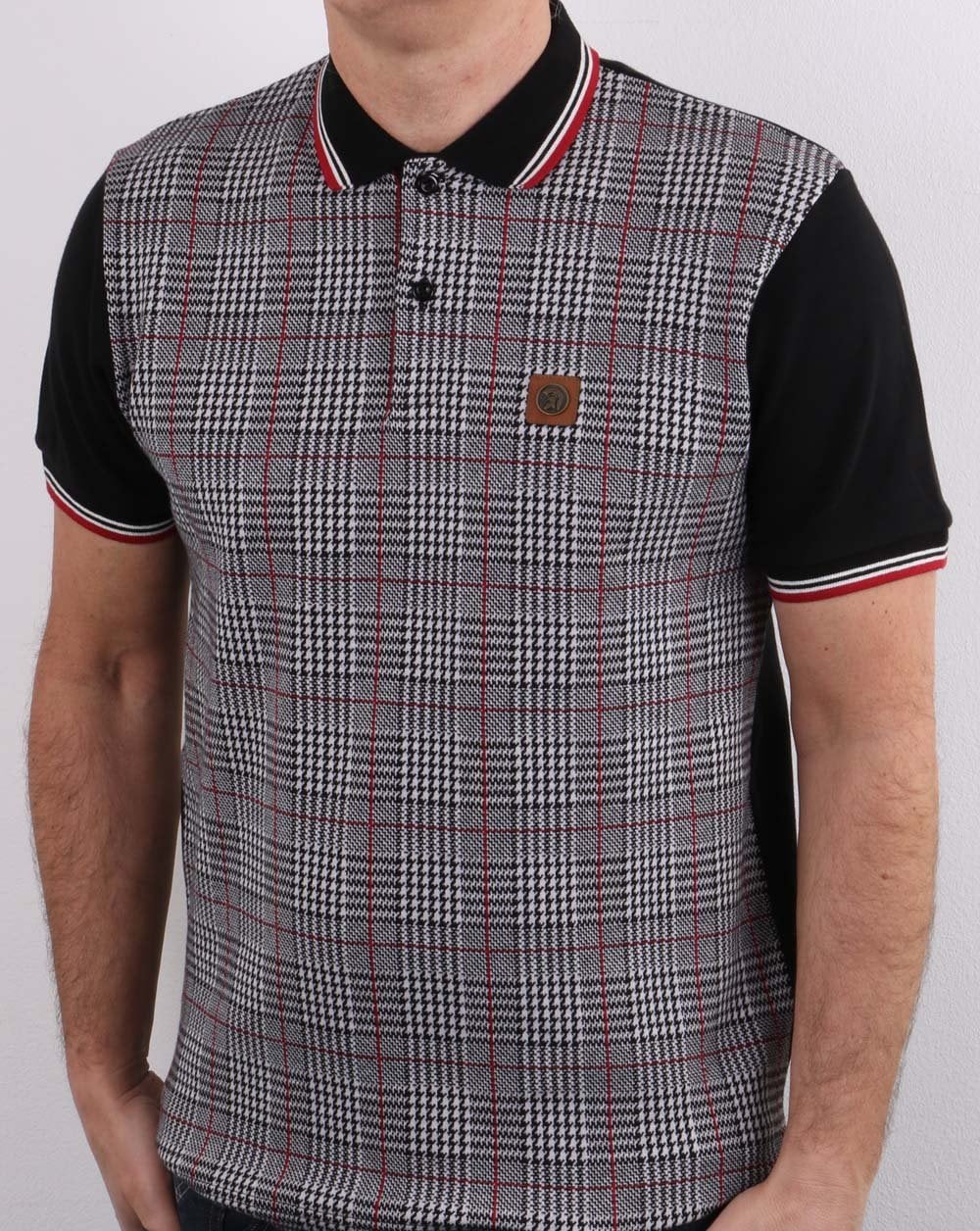Trojan Checked Polo Shirt Black