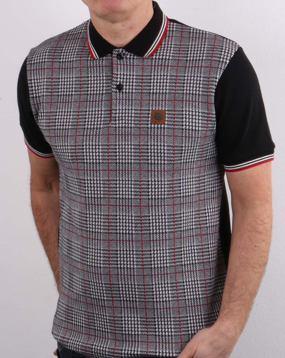 Trojan Checked Polo Shirt Black