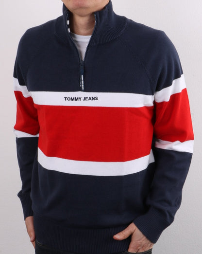 Tommy Jeans Colourblock-Strick, Marineblau