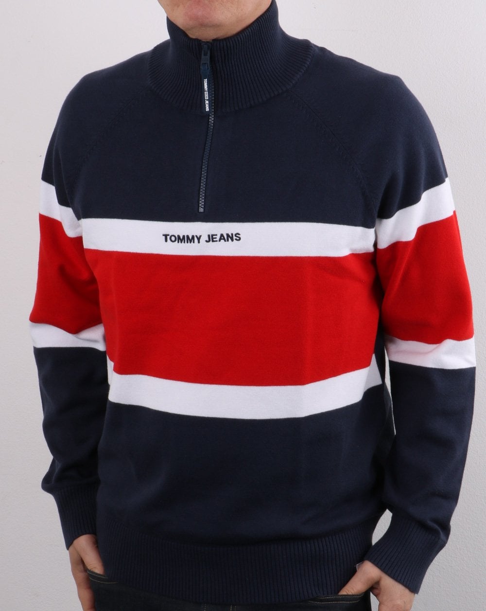 Tommy Jeans Colourblock-Strick, Marineblau