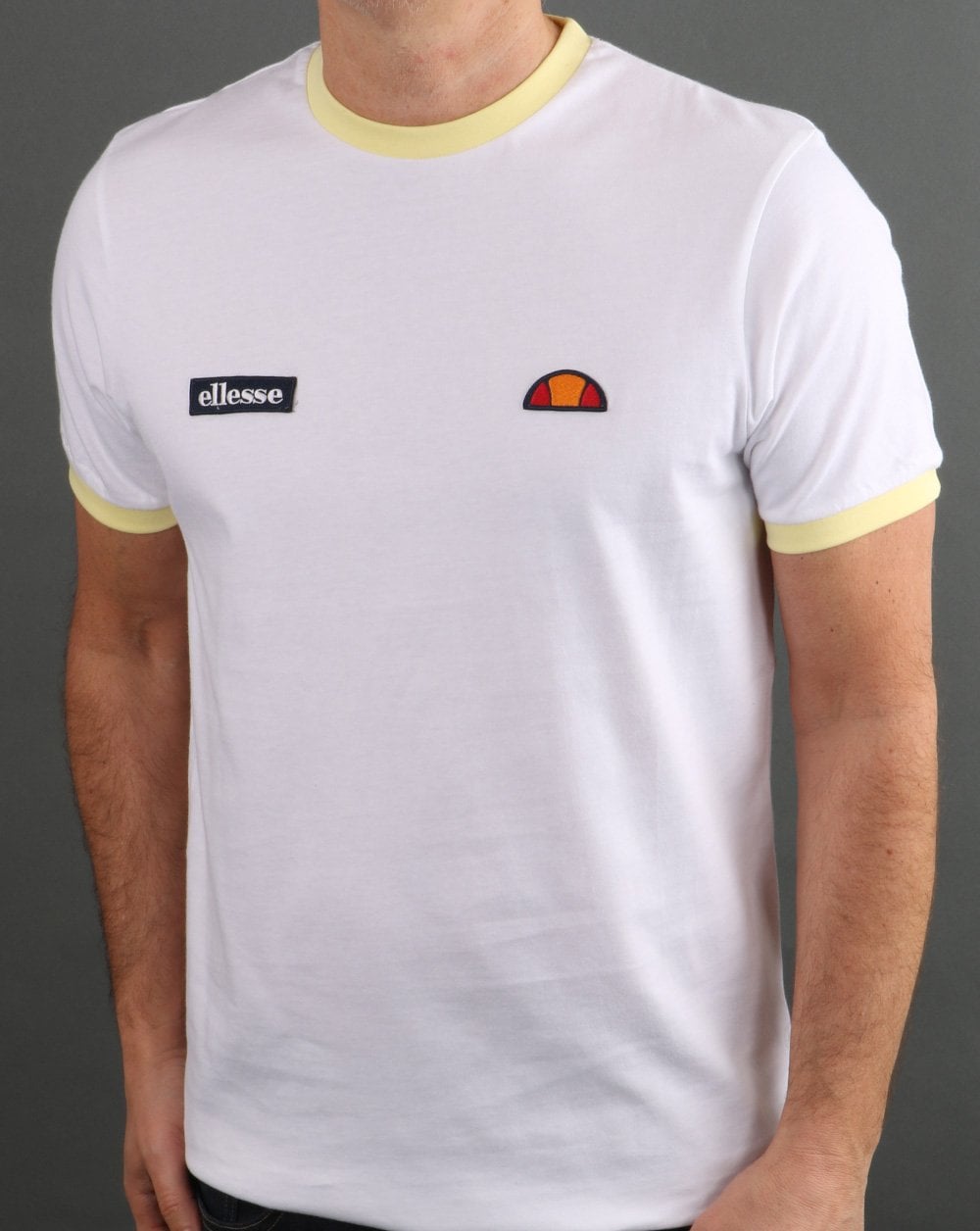 Ellesse Ringer T Shirt White/light Yellow
