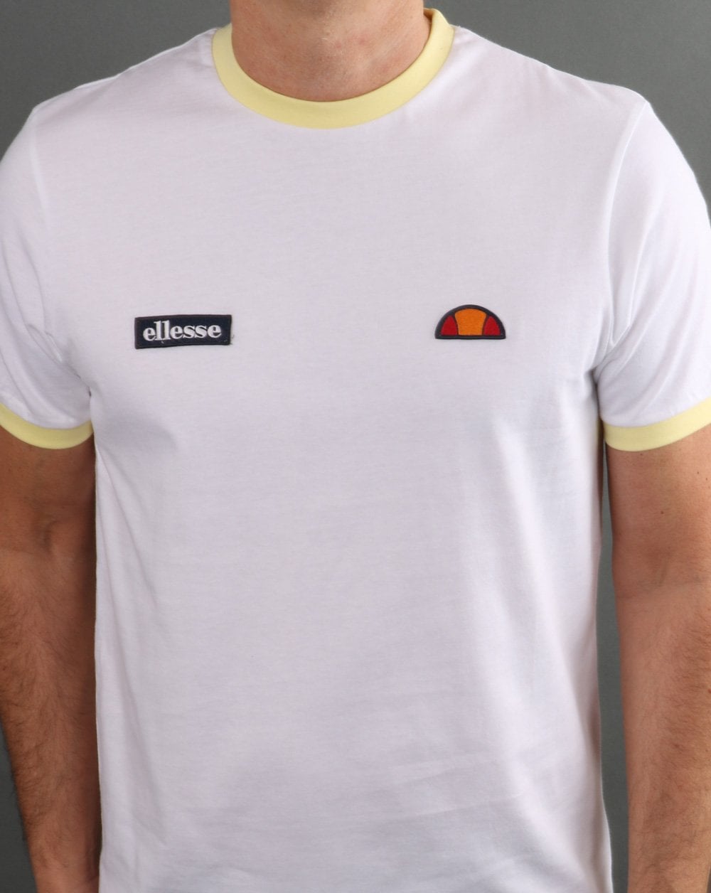 Ellesse Ringer T Shirt White/light Yellow