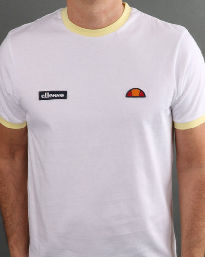 Ellesse Ringer T-Shirt Weiß/Hellgelb
