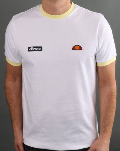 Ellesse Ringer T-Shirt Weiß/Hellgelb