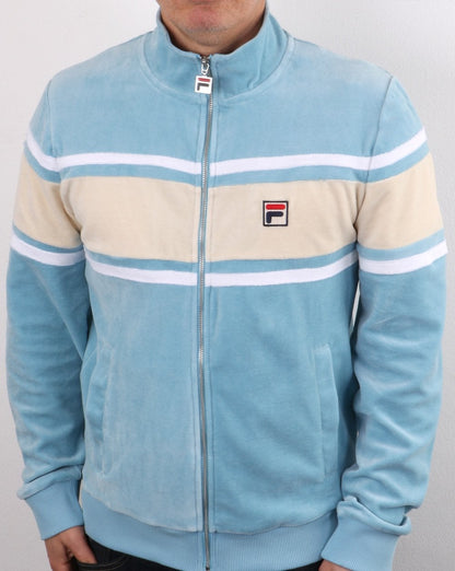 Fila Vintage Slane Velours Trainingsjacke Himmelblau/Creme/Weiß