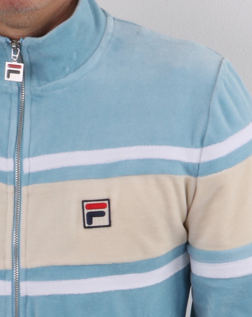 Fila Vintage Slane Velours Trainingsjacke Himmelblau/Creme/Weiß