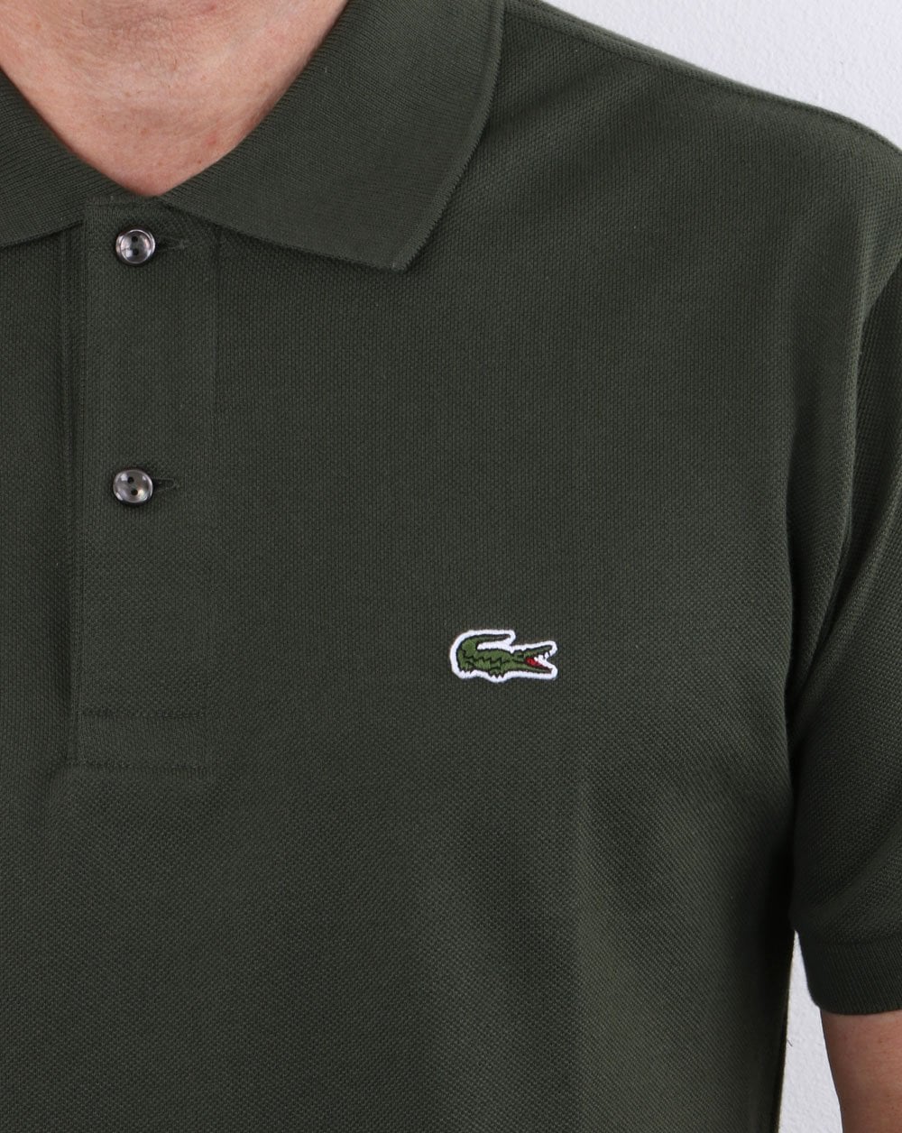 Lacoste – Klassisches Poloshirt in Khakigrün