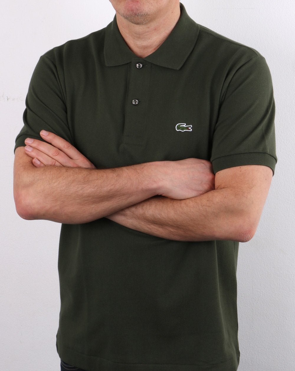Lacoste – Klassisches Poloshirt in Khakigrün