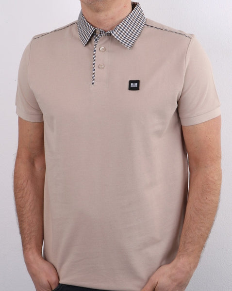 Weekend Offender Check Collar Polo Shirt Sand