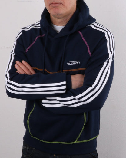 Adidas Originals – Kapuzenpullover mit Kontrastnähten in Marineblau