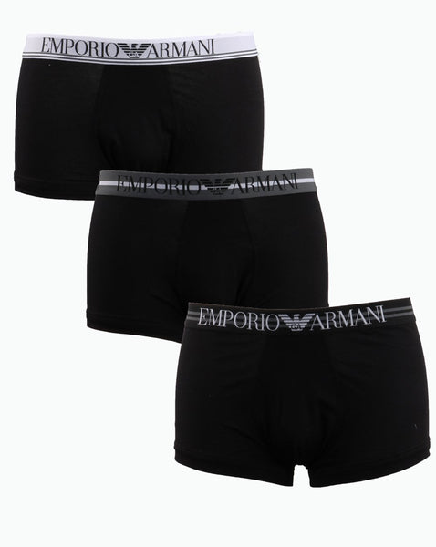 Emporio Armani 3 Pack Boxer Shorts Black