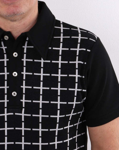 Ska &amp; Soul Jacquard-Strickpolo mit Karomuster in Schwarz