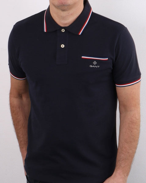 Gant Tipping Pique Polo Shirt Navy