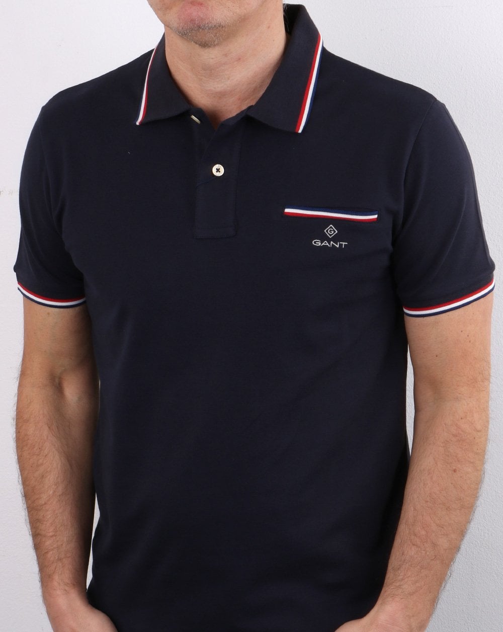 Gant Tipping Piqué-Poloshirt, Marineblau