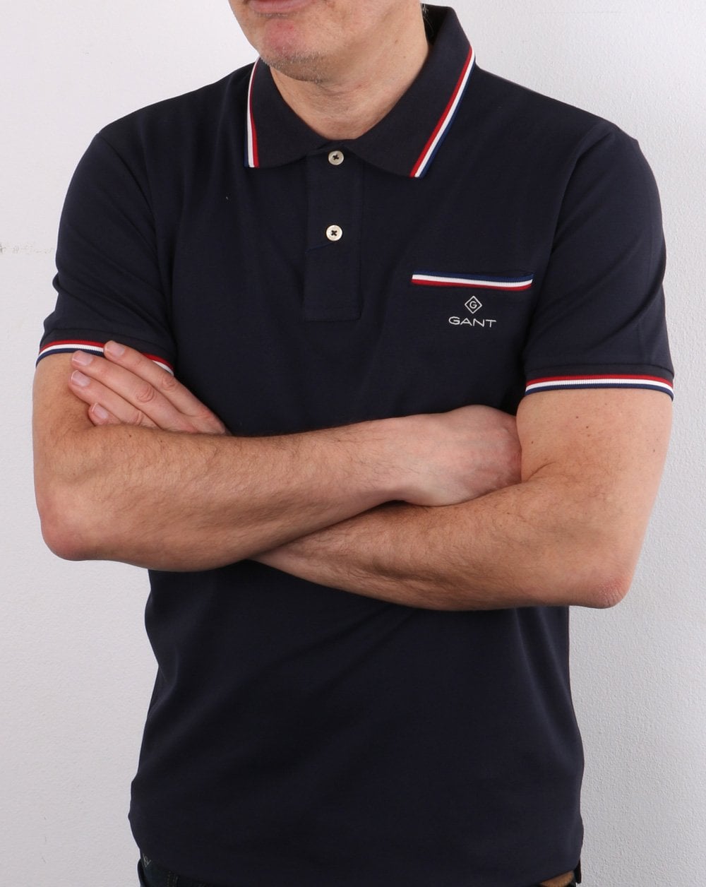 Gant Tipping Piqué-Poloshirt, Marineblau