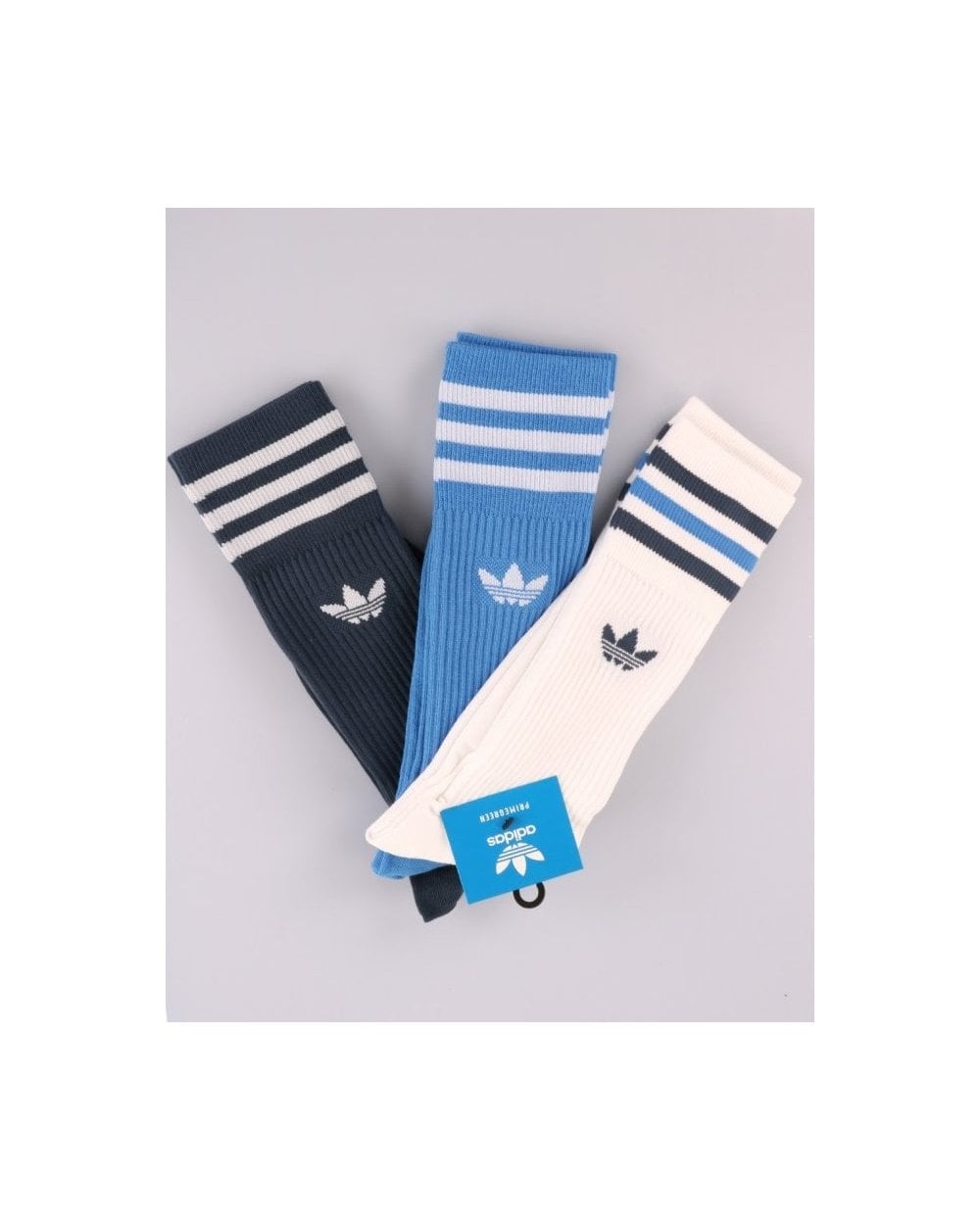 Adidas Originals Solid Crew Socken 3er-Pack Weiß/Blau/Marineblau