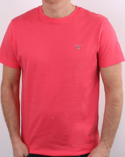 Gant Solides T-Shirt mit Rundhalsausschnitt, Paradise Pink
